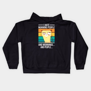 I Hate Morning People And Mornings And People Vintage Cat Kids Hoodie